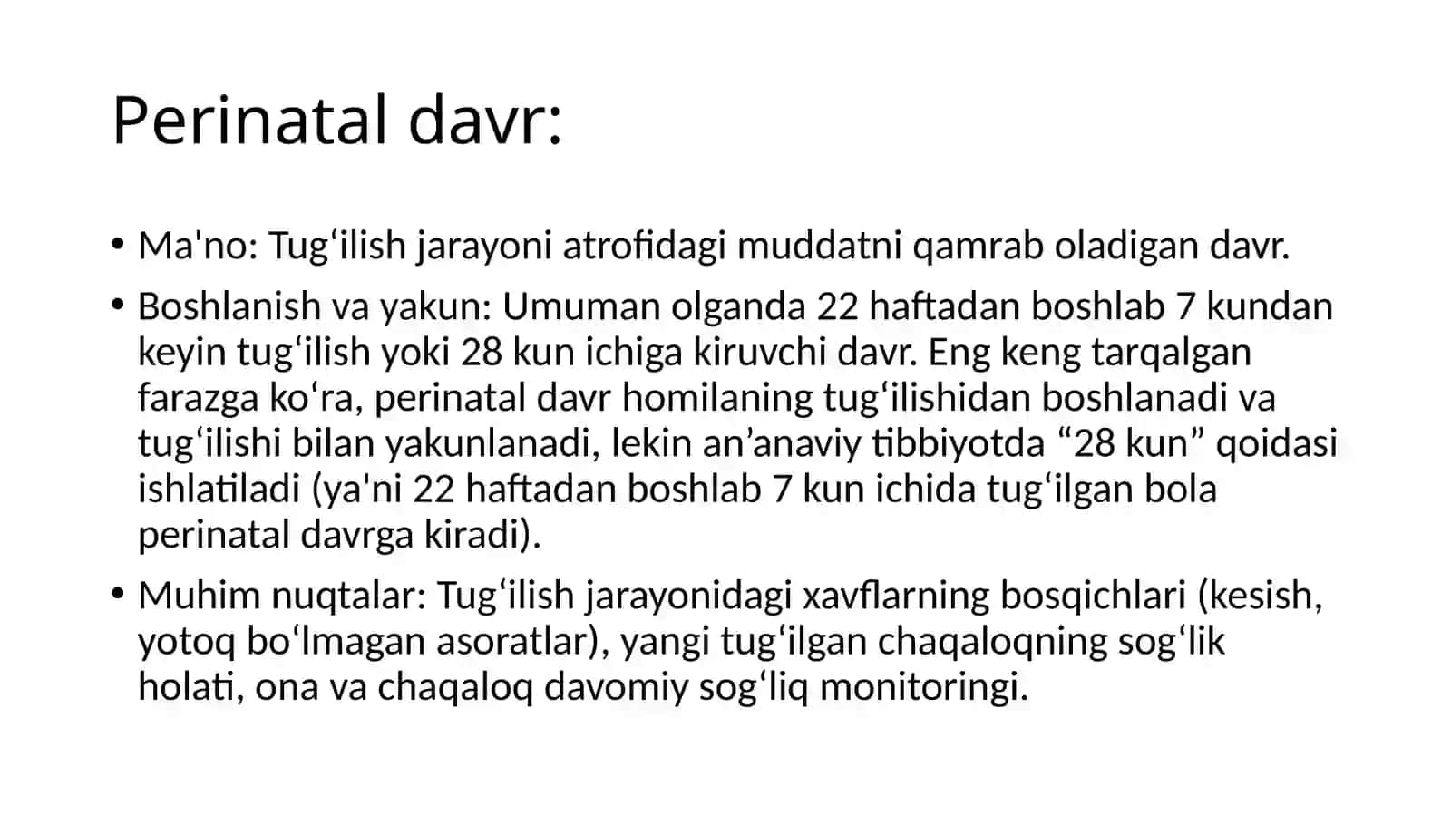 Prenatal va perinatal davr psixologiyasi. Chaqaloqlik va go‘daklik davrining psixologik xususiyatlari. Ilk bolalik davrida psixik o‘sish 4