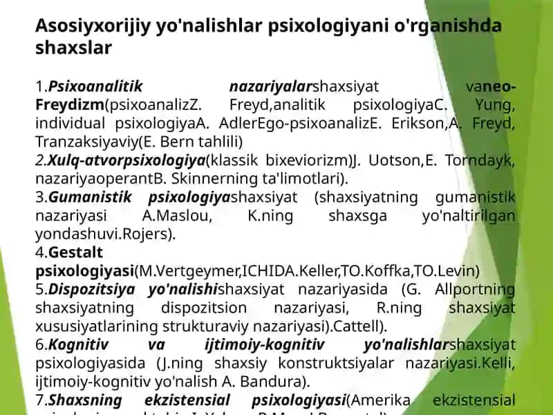 Chet el psixologiyasida shaxs nazariyalari 4