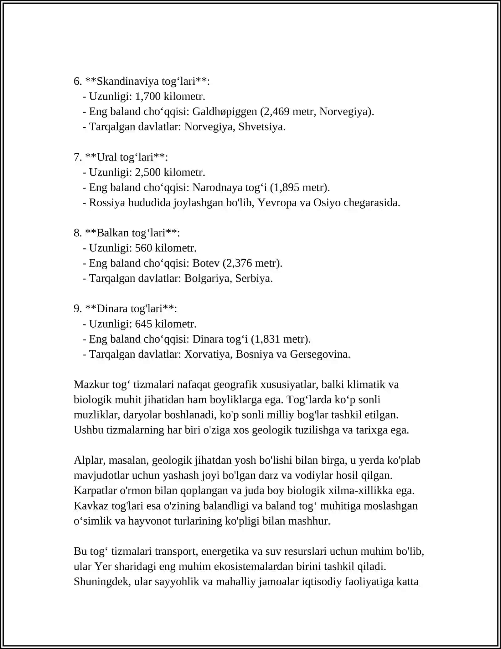 YEVROSIYONING TABIIY GEOGRAFIK ÒLKALARI 4