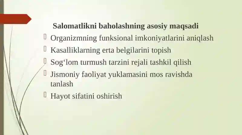 Salomatlik darajasini baxolash mezonlari 4