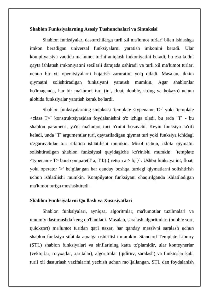 Shablon funksiyalar 4
