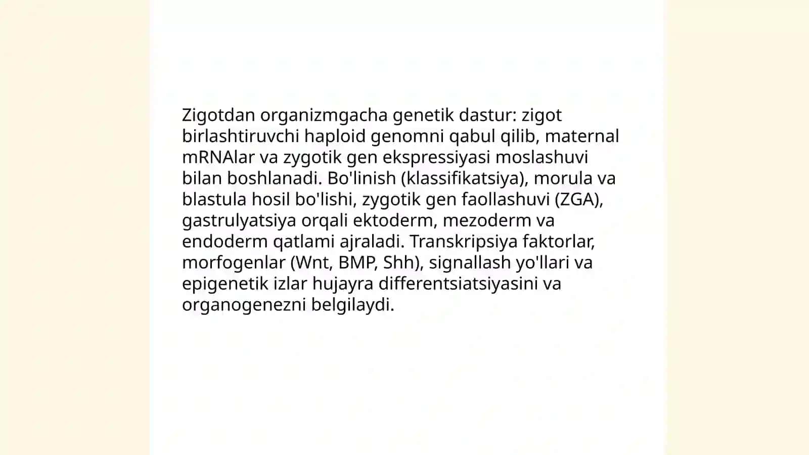 Odam rivojlanishini genetik dasturi 4