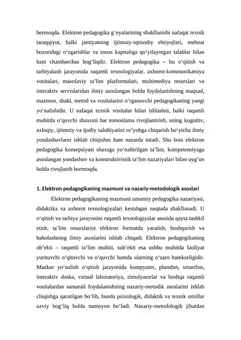 Elektron pedagogika pedagogikaning zamonaviy tarmog‘i sifatida 4