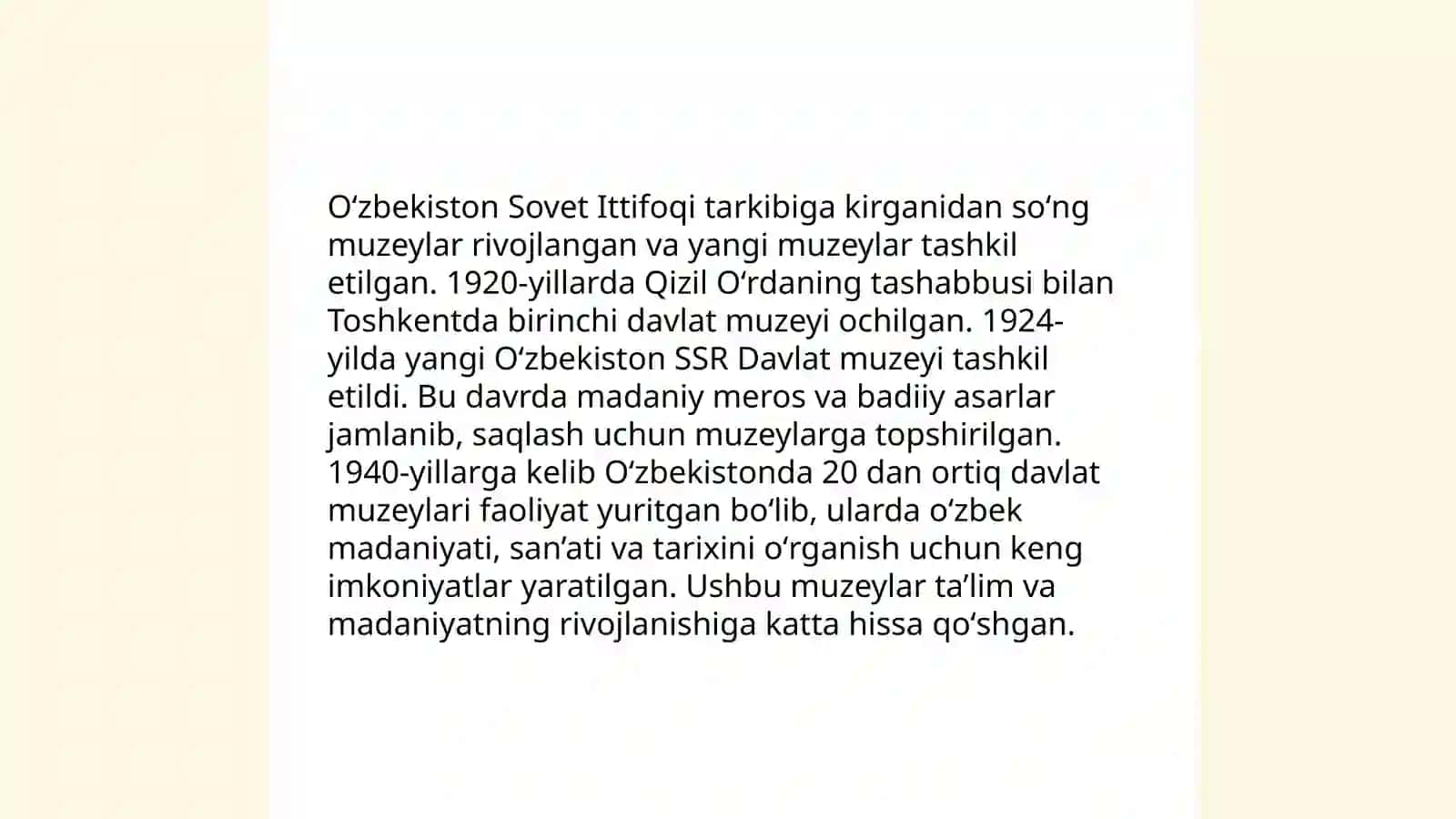 O'zbekistonda 1917-1990 yillarda tashkil etilgan muzeylar faoliyati 4