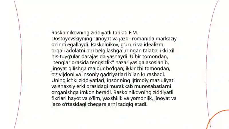 "Jinoyat va jazo" romani bosh qahramoni 4