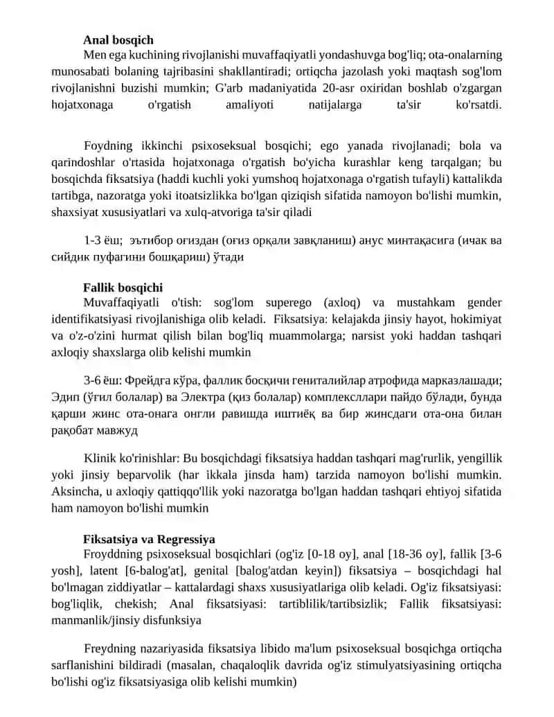 Psixoseksual rivojlanishga kirish 4