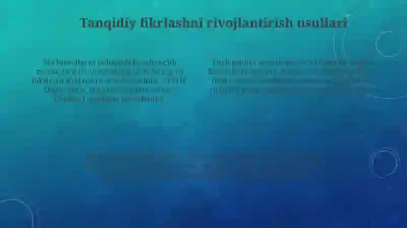 Tanqidiy fikrlash 4