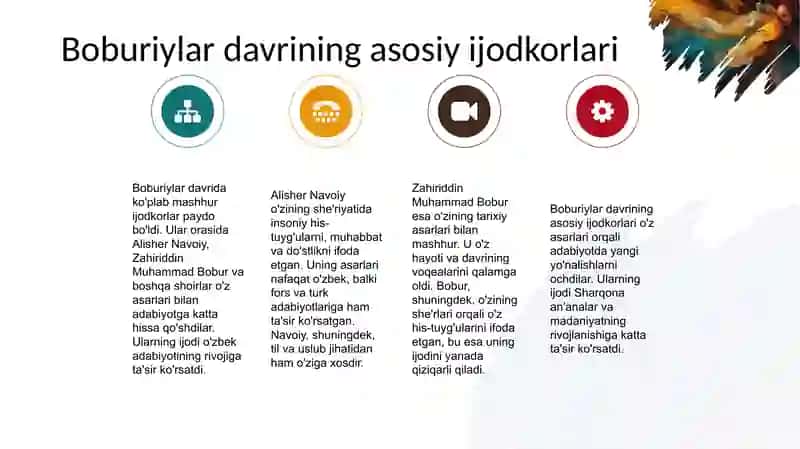 Boburiylar davri adabiyotning sharqona anʼanalari 4