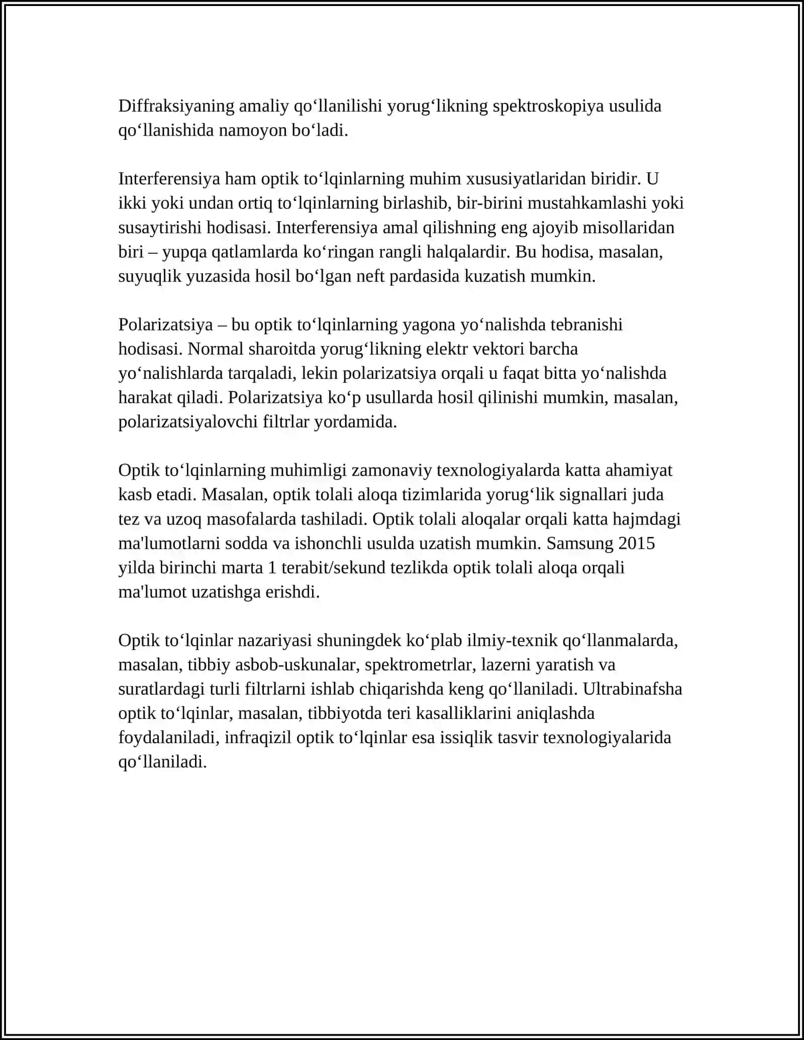 Optik to'lqinlar asoslari 4