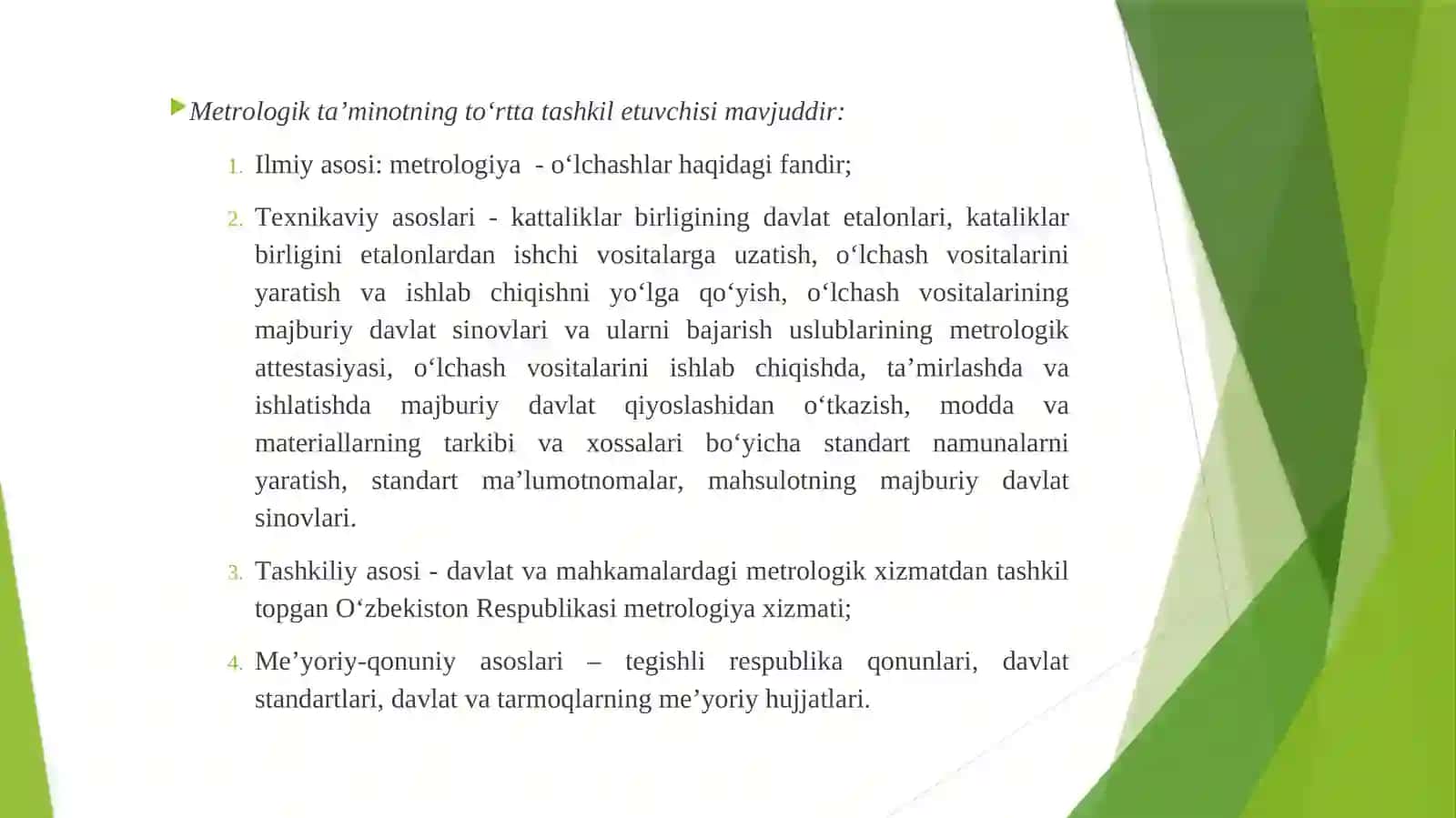 Metrologik xizmat va metrologik ta'minot 4