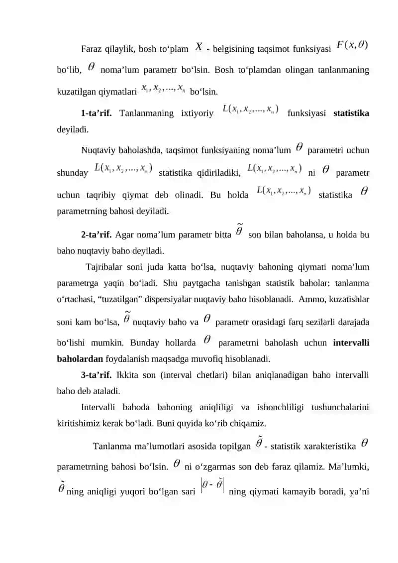 TAQSIMOT PARAMETRLARINING STATISTIK BAHOLARI 4
