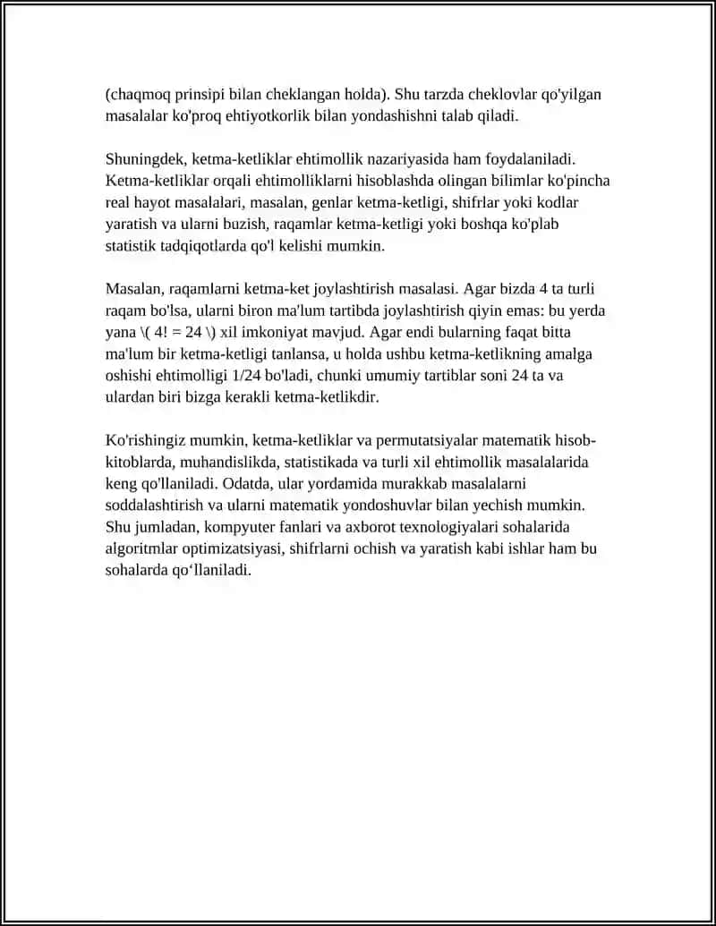 SONLI KETMA-KETLIKLARNI KOMBINATORIKA 4