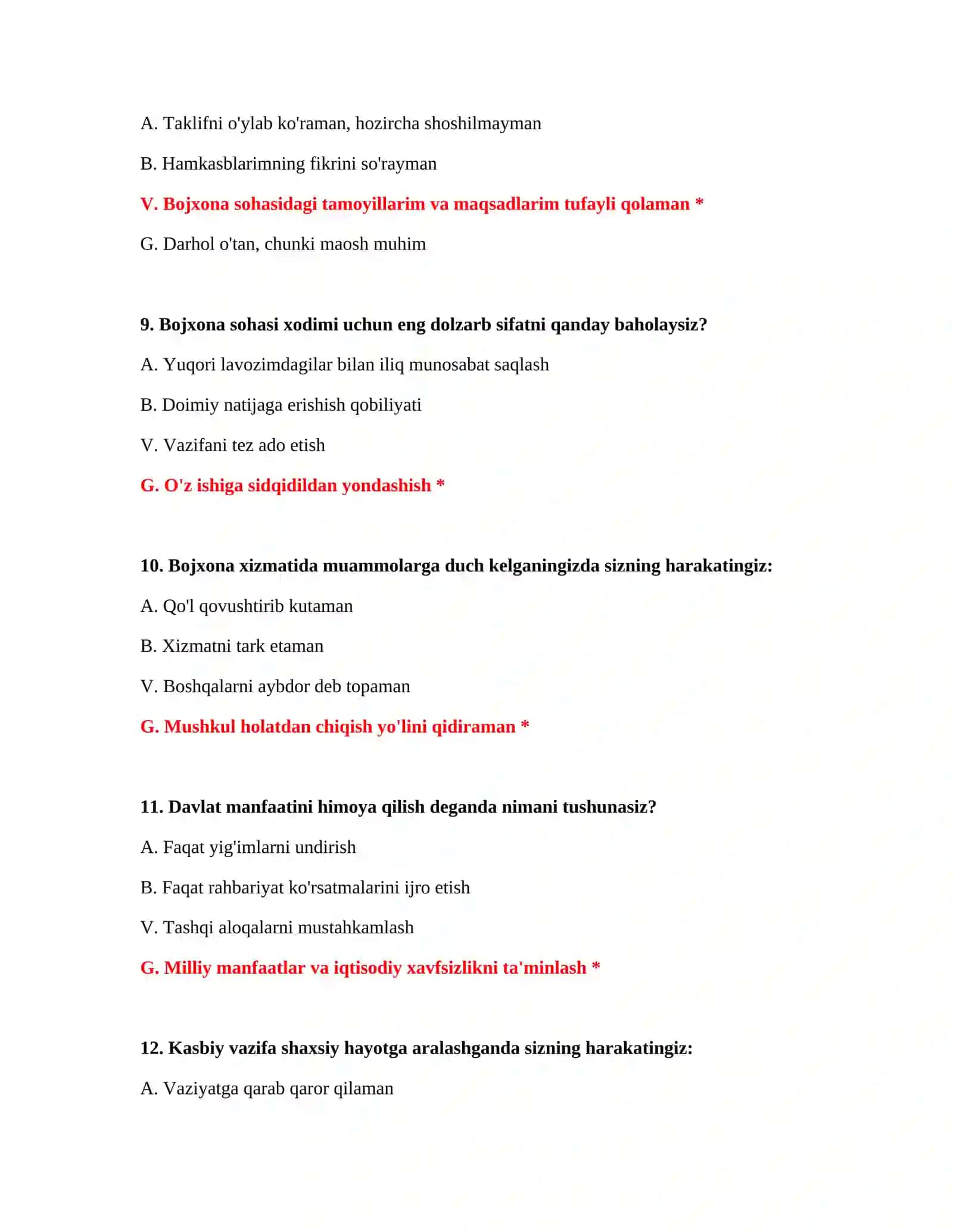 Bojxona psixologik test 100 ta 4