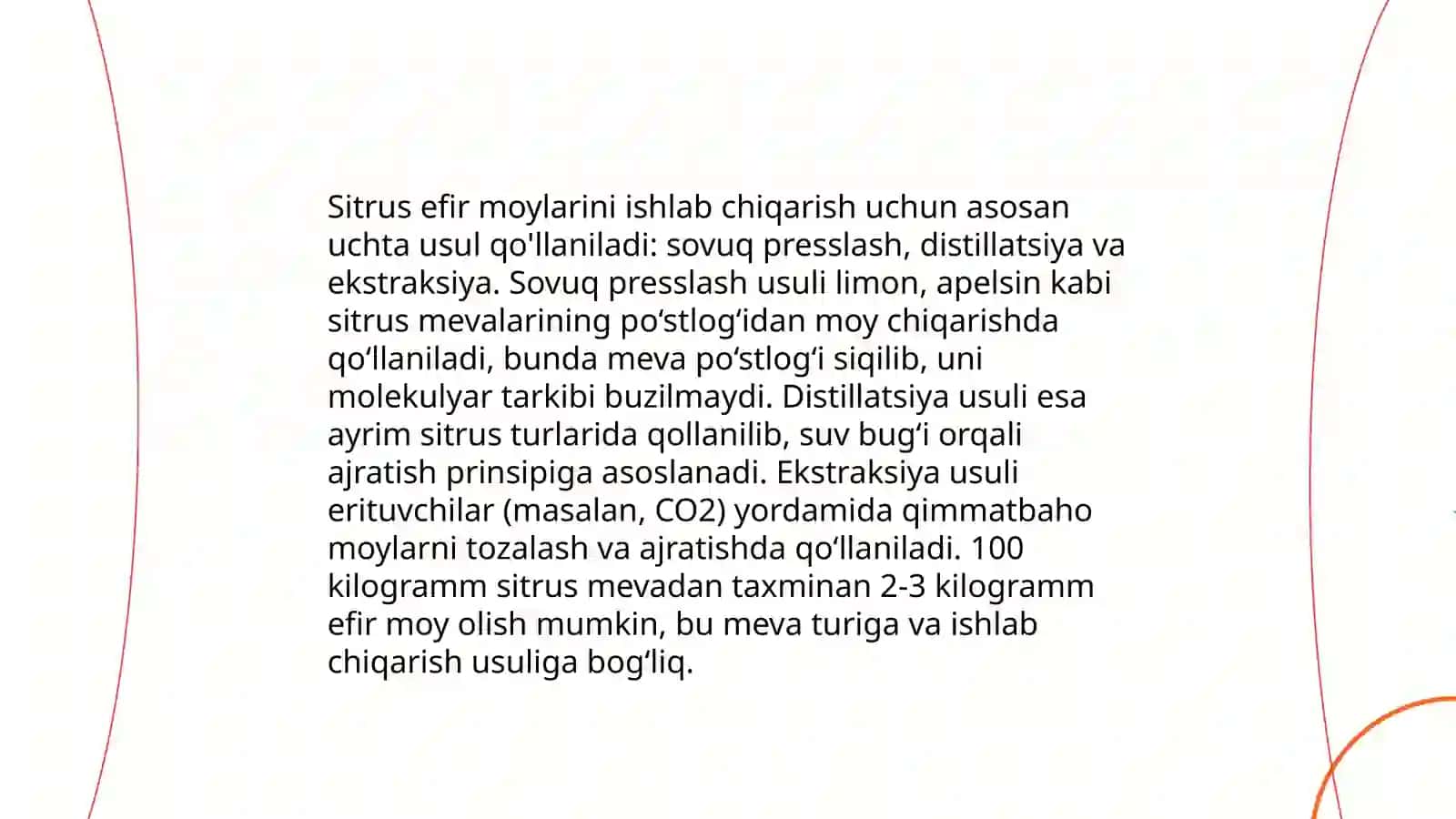Sitrus mevalardan olinadigan efir moylar 4
