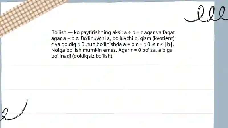 Ayirish va boʻlishning ta'rifi 4