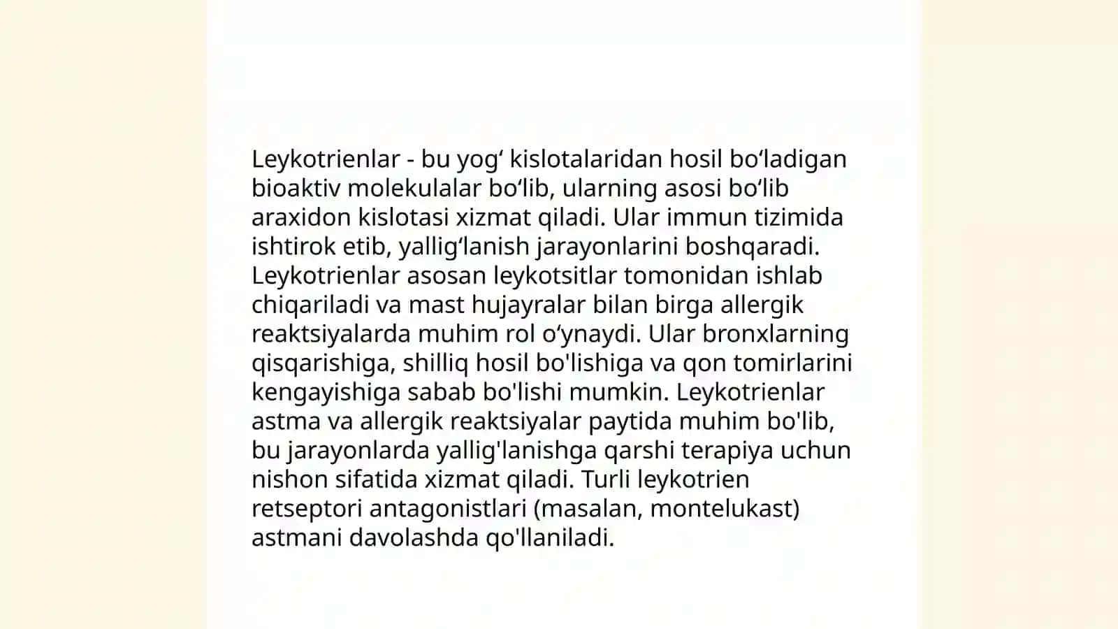 Leykotrien retseptorlariga tasir etuvchi dorilar 4