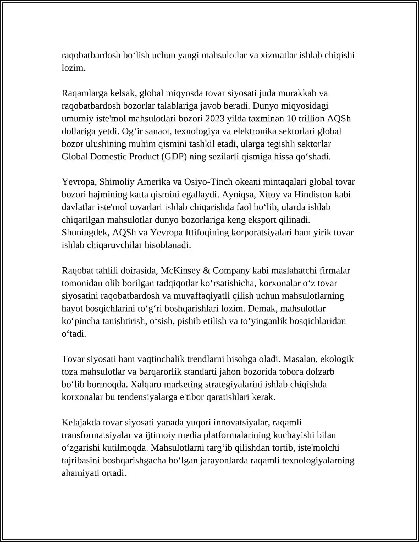 TOVAR VA TOVAR SIYOSATI 4