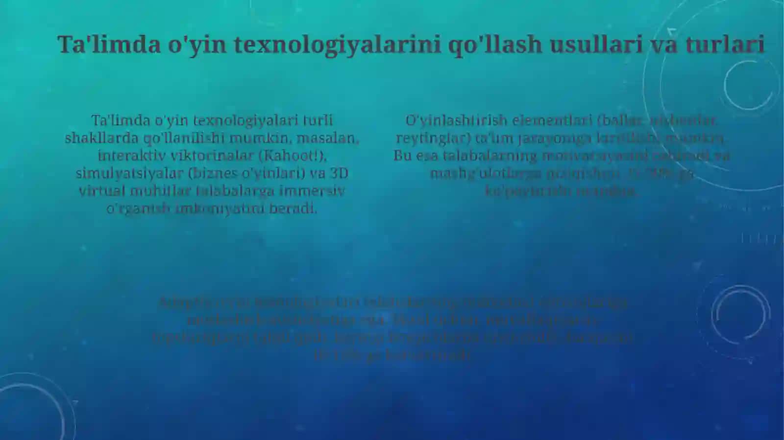 O'yin texnologiyalari 4