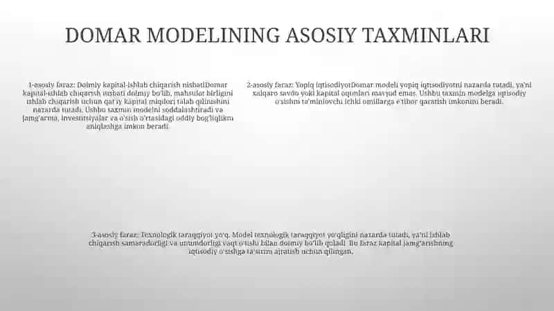 Domarning Neokeynschilik O'Sish Modellari 4