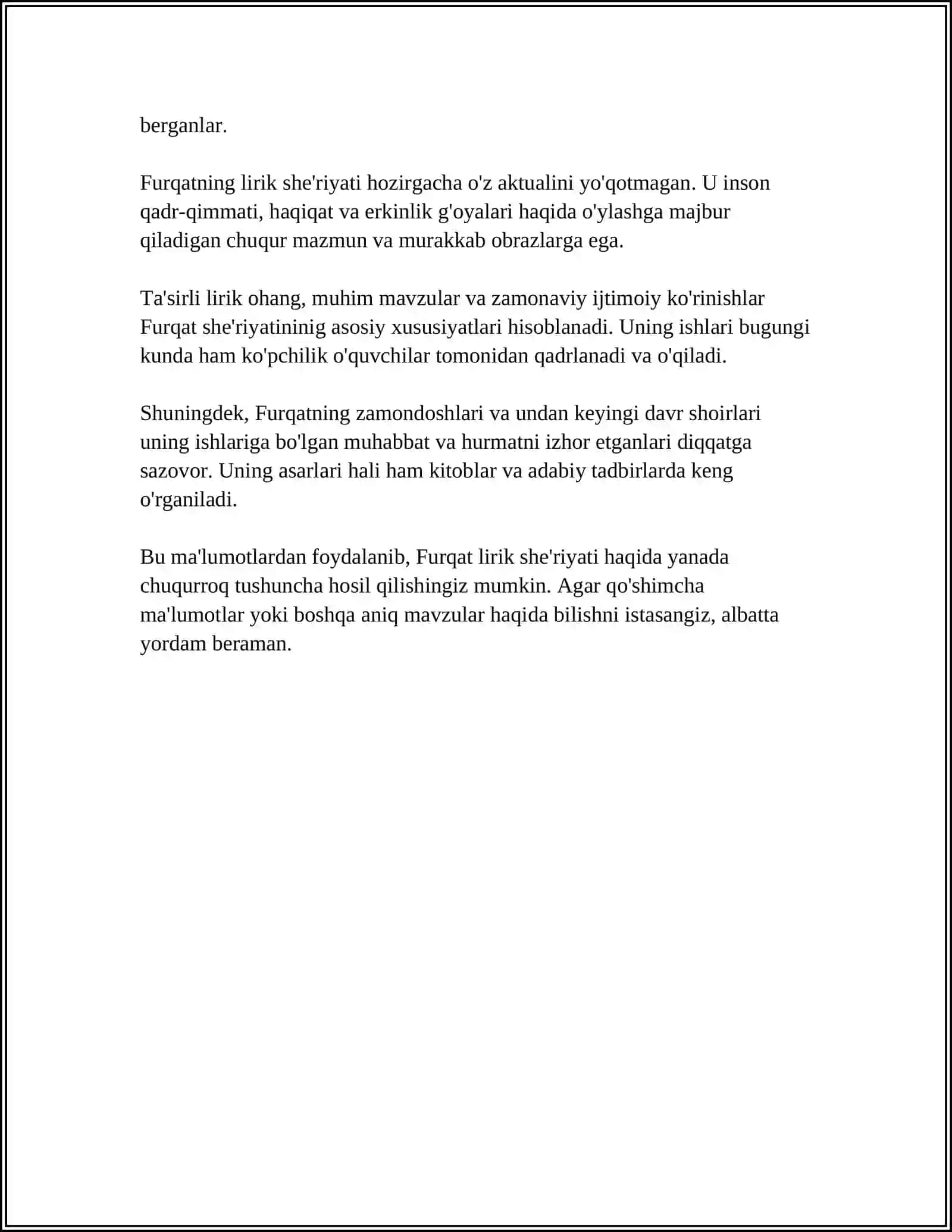FURQAT LIRIKASI 4
