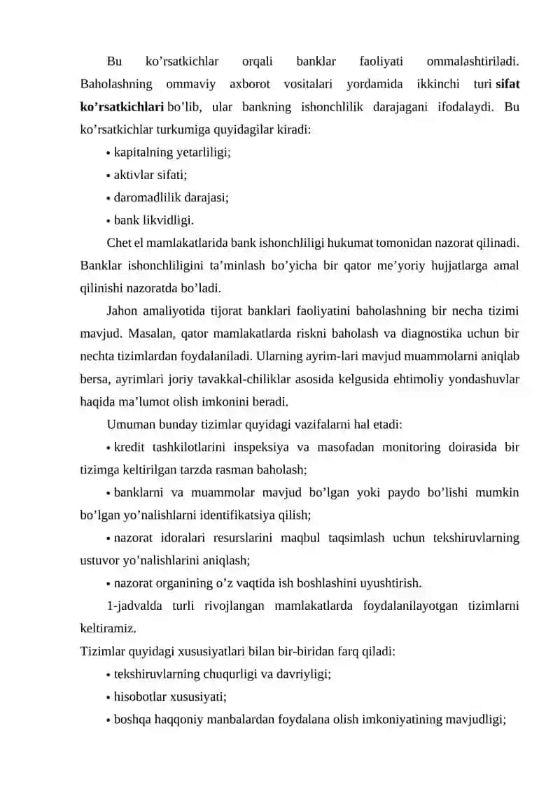 Banklarni kreditlash reytingini aniqlash 4