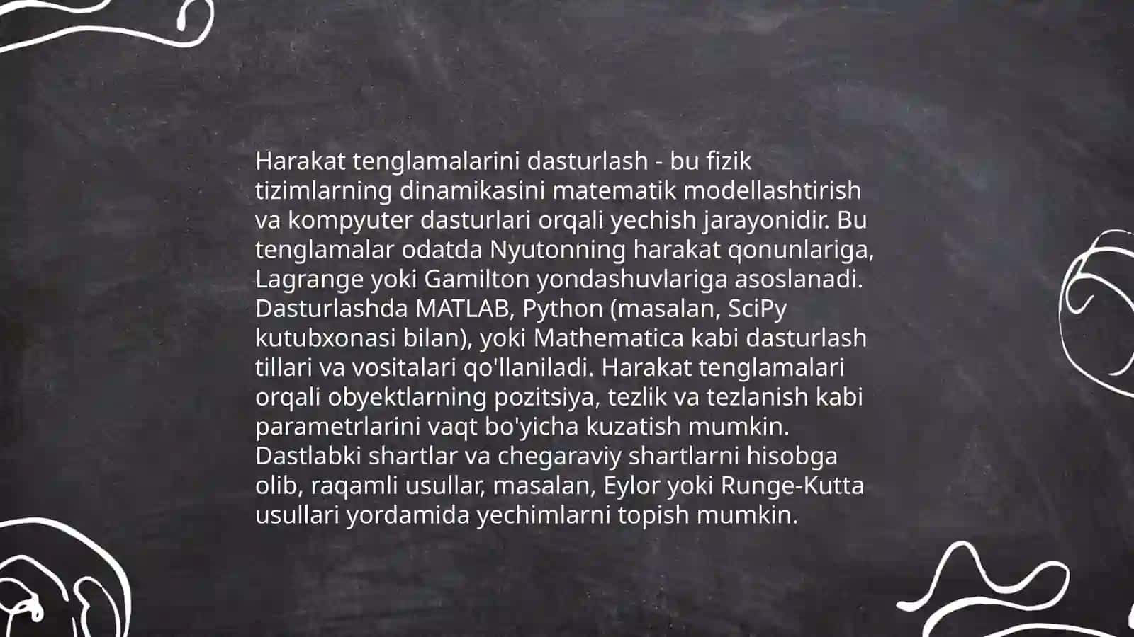 Tanlangan dasturlash tilida fizik masalalarni yechish 4