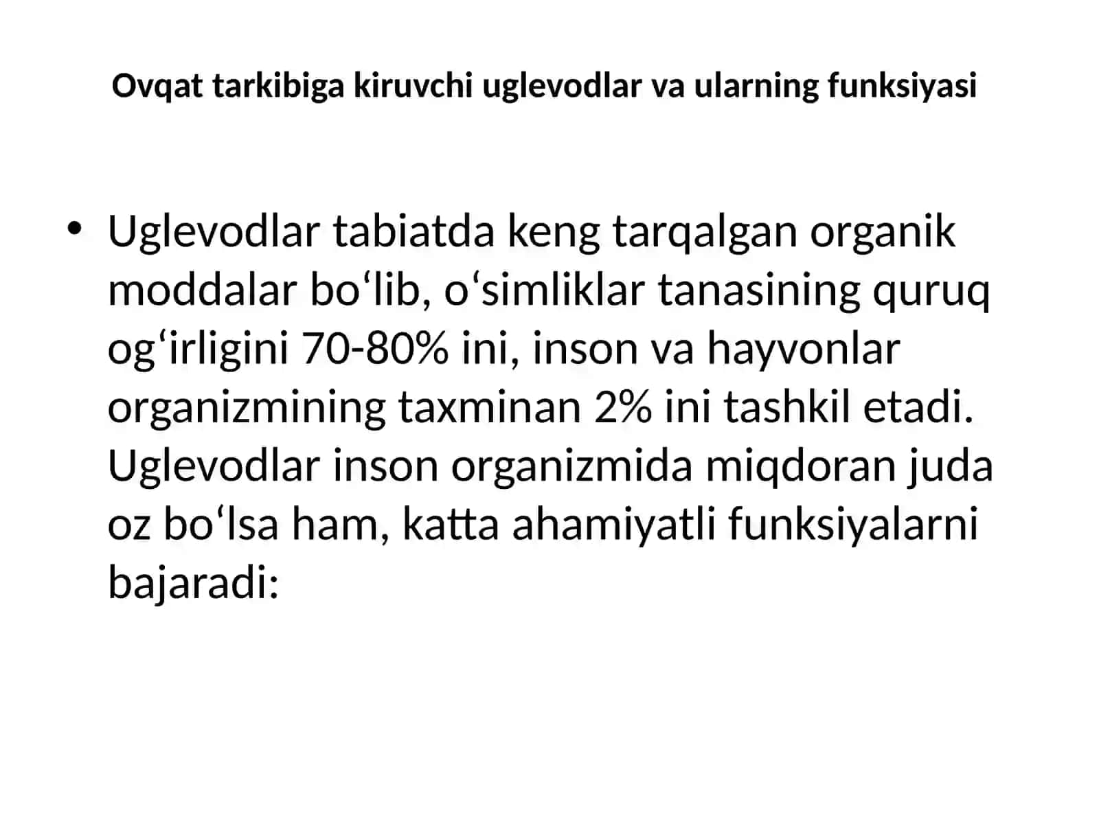 Karbonsuvlar almashinuvi. 4