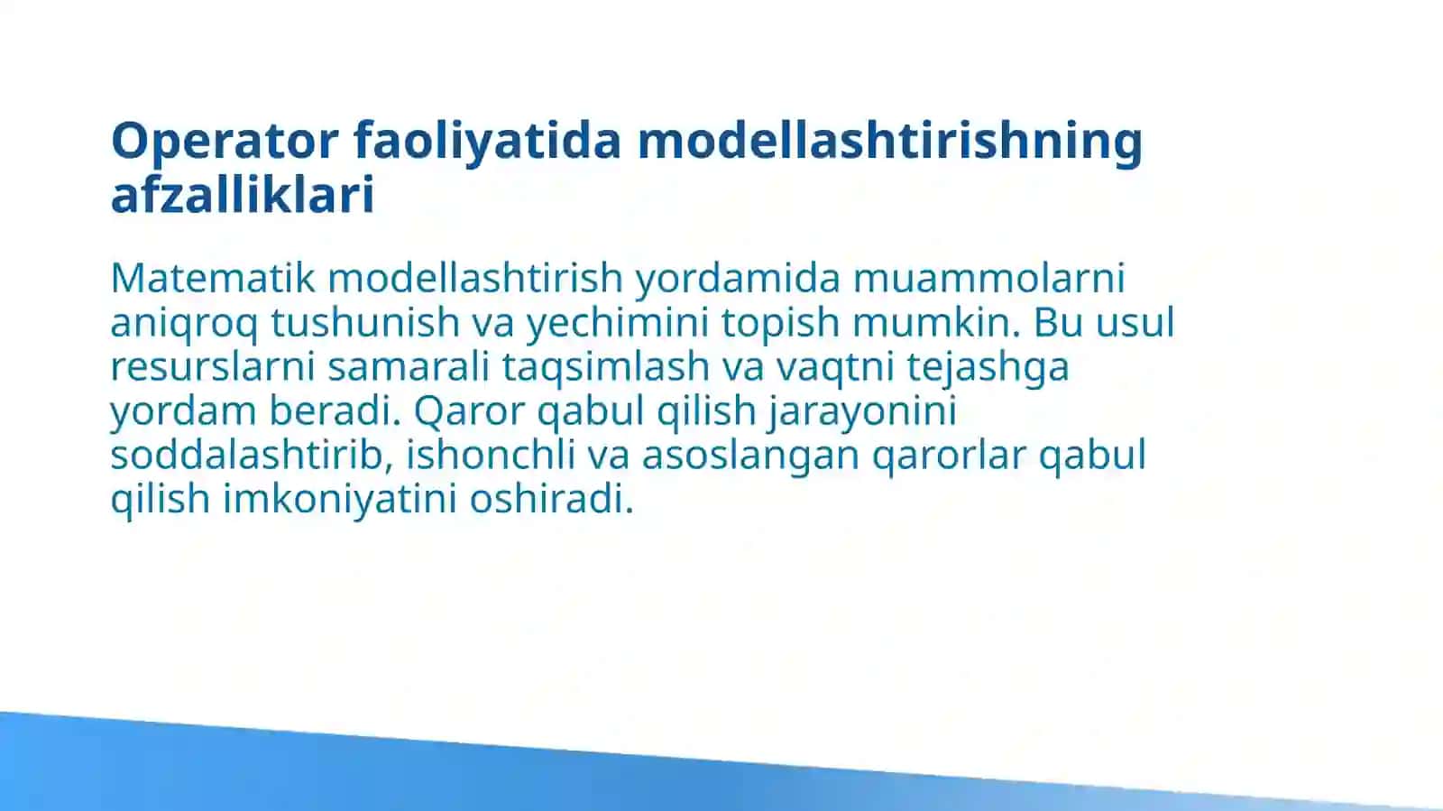 Matematik modellashtirish operator faoliyati 4