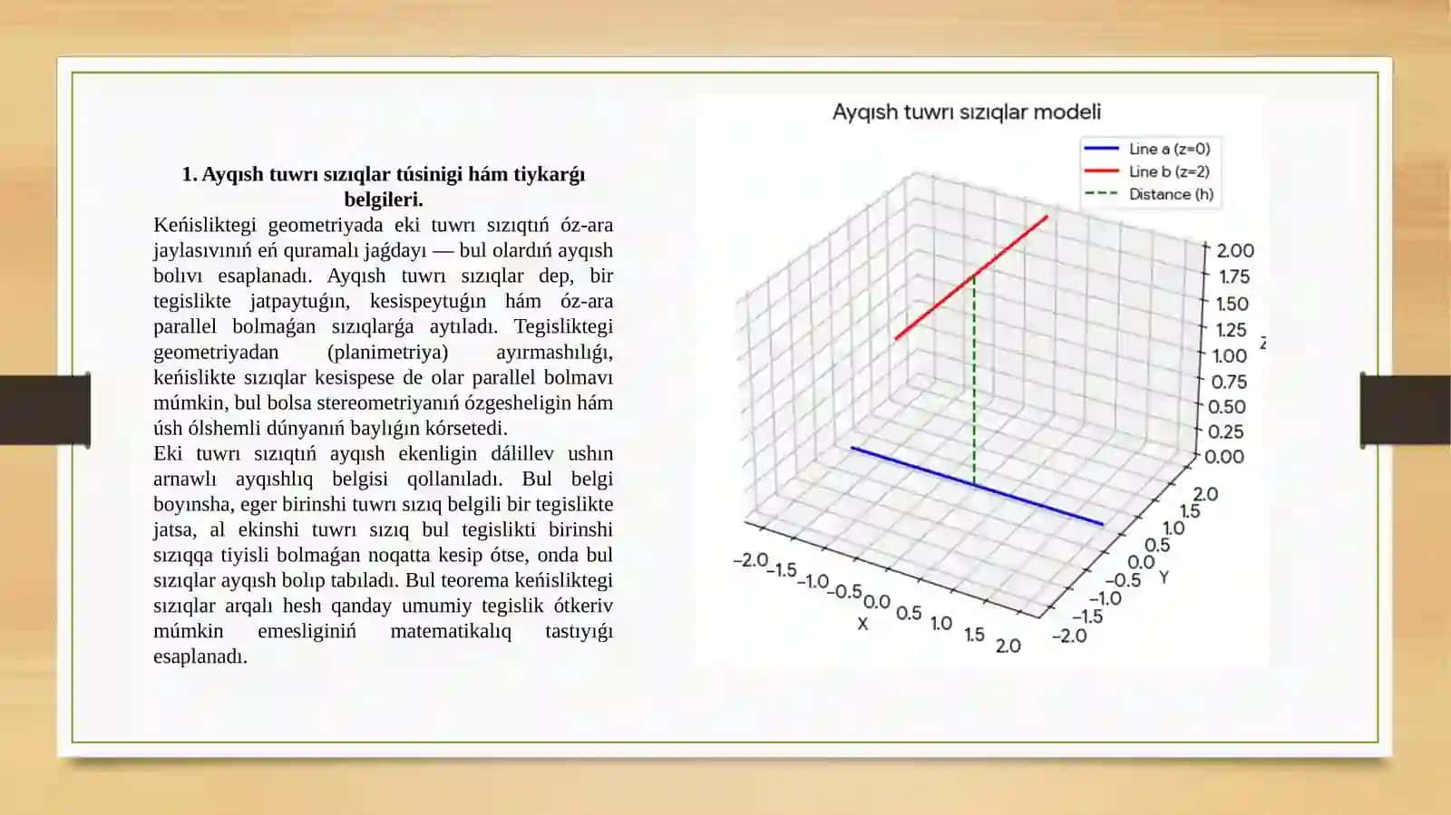 Ken`isliktegi ayqish tuwri siziqlar 4