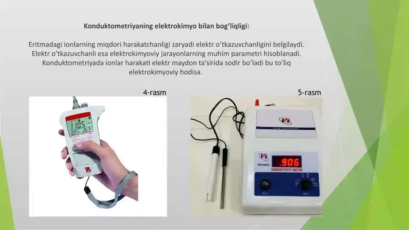 ELEKTROKIMYO ASOSLARI. KONDUKTOMETRIYA. PATENSIOMETRIYA 4
