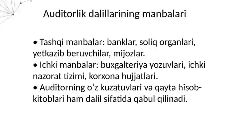 Auditorlik dalillarining yetarliligi tushunchasi 4