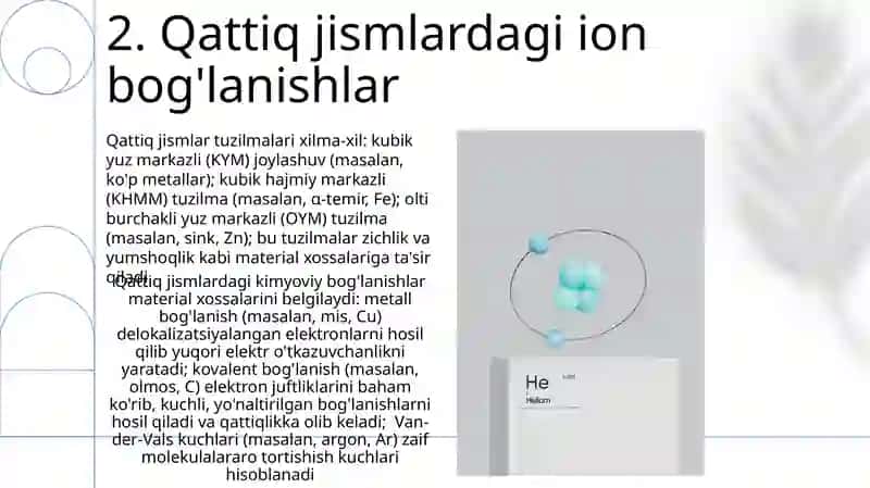 Qattiq jismlarda kimyoviy bog'lanishlar 4