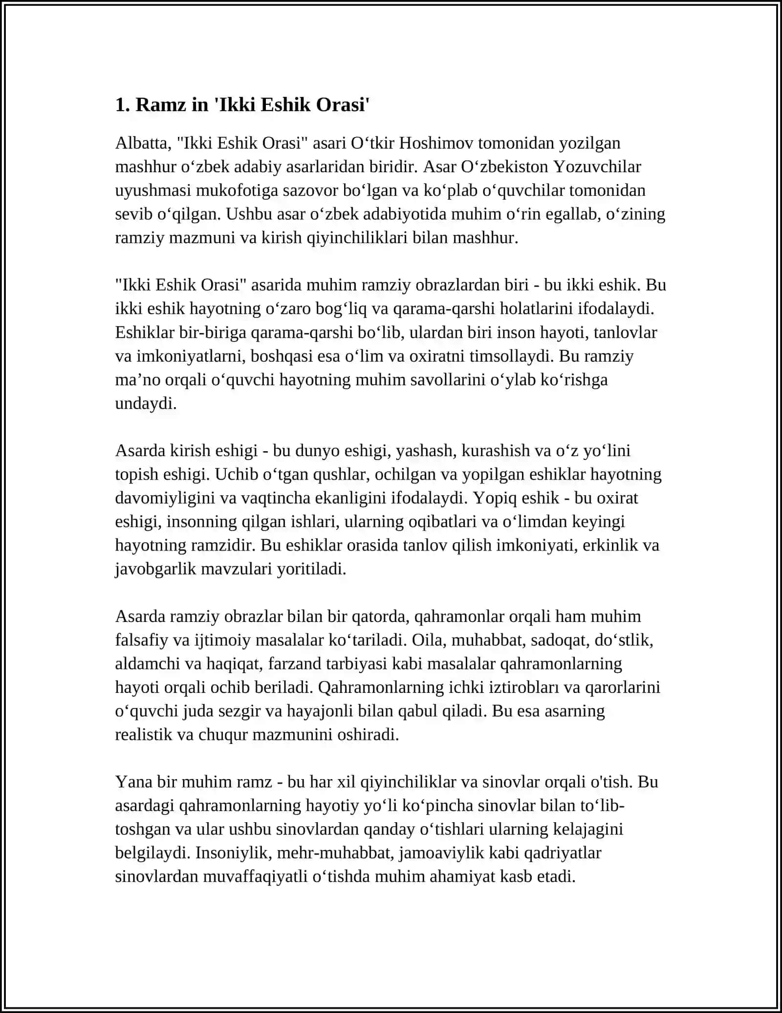 Ikki Eshik Orasi 4