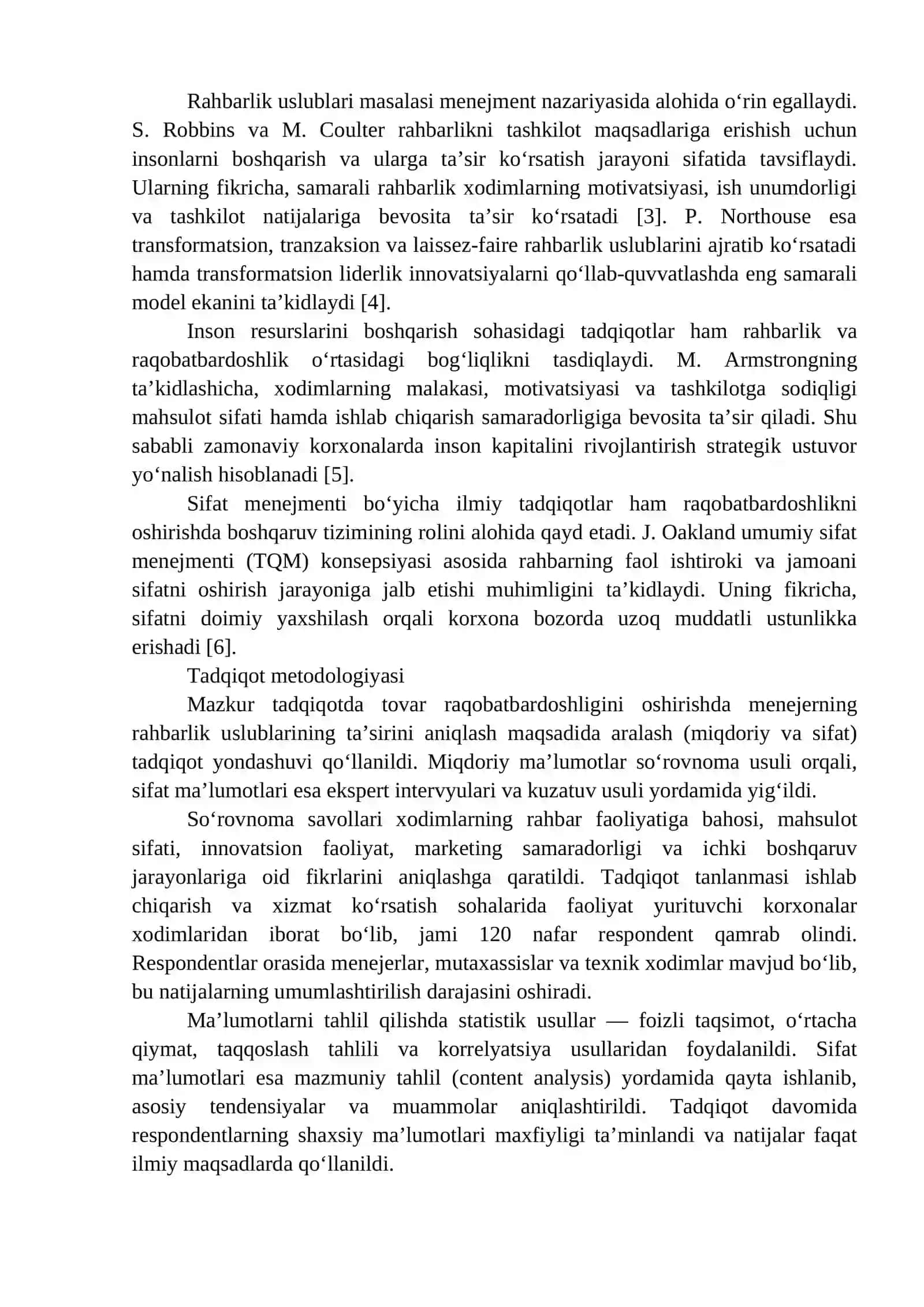 TOVAR RAQOBATBARDOSHLIGINI OSHIRISH VA MENEJERNING RAHBARLIK USLUBLARI 4