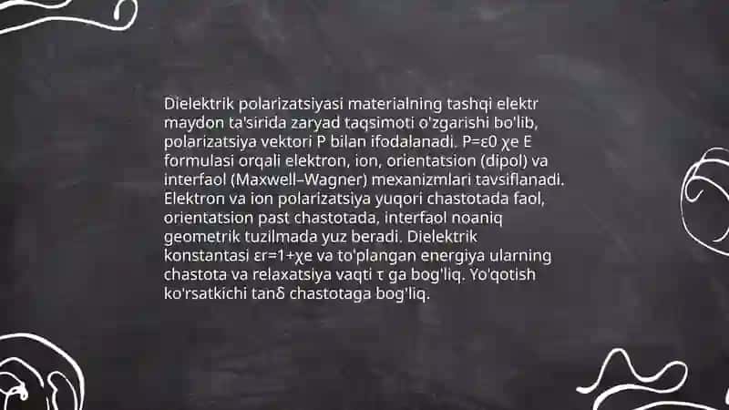 Dielektriklar va o'tkazgichlar 4