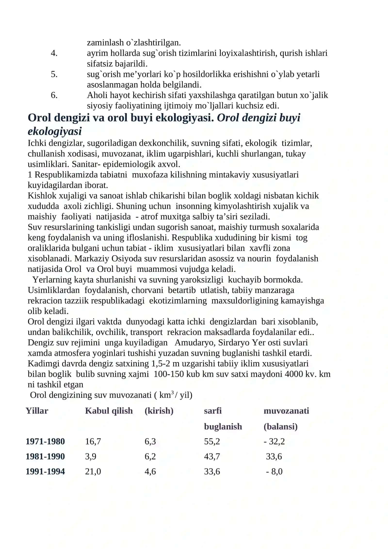 Orol Dengizining Ekologik Ahvoli 4