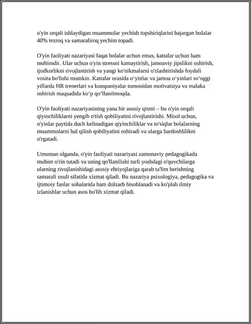 ÒYIN FAOLIYATI NAZARIYASI 4
