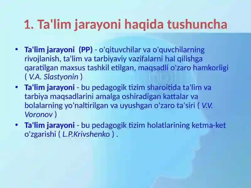 Ta'limjarayonihaqida tushuncha 4