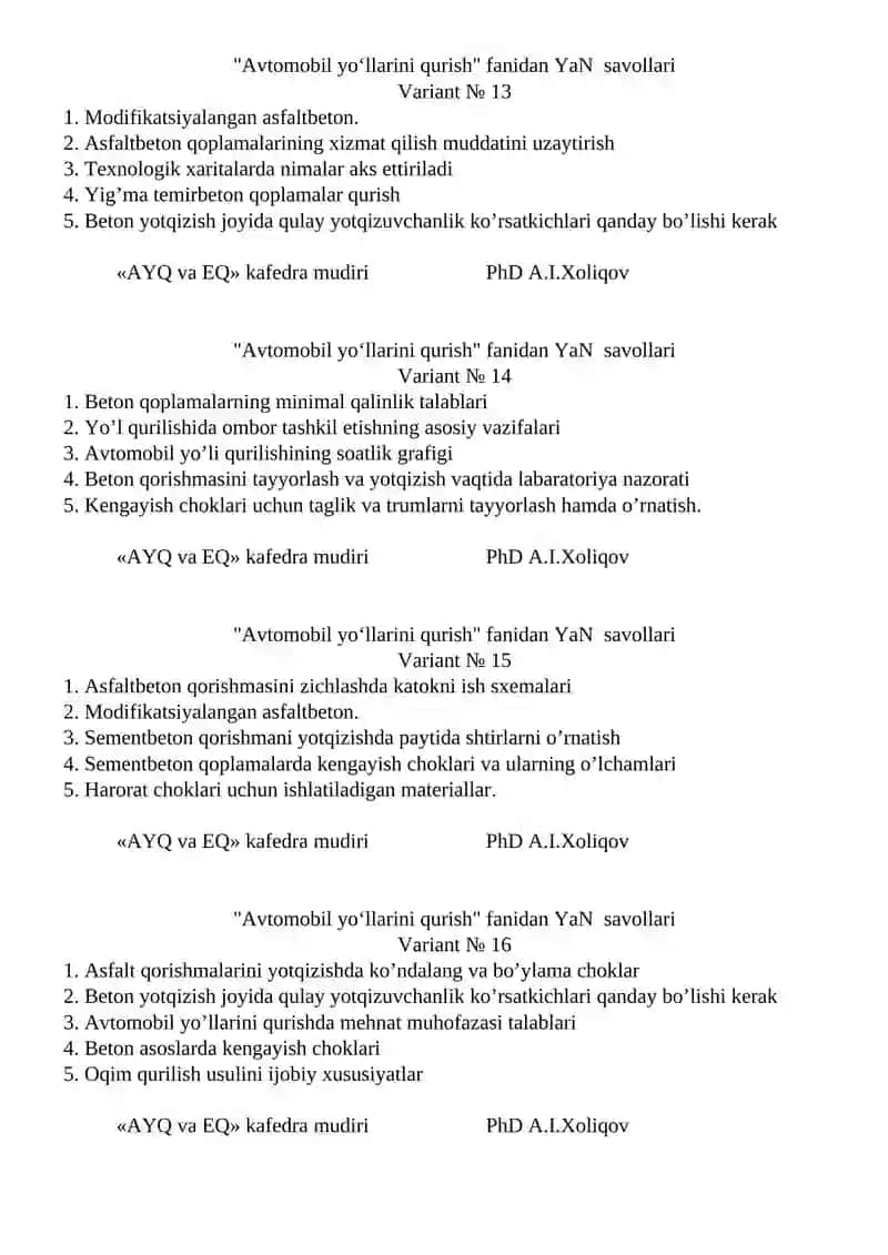 Avtomobil yoʻllarini qurish 4