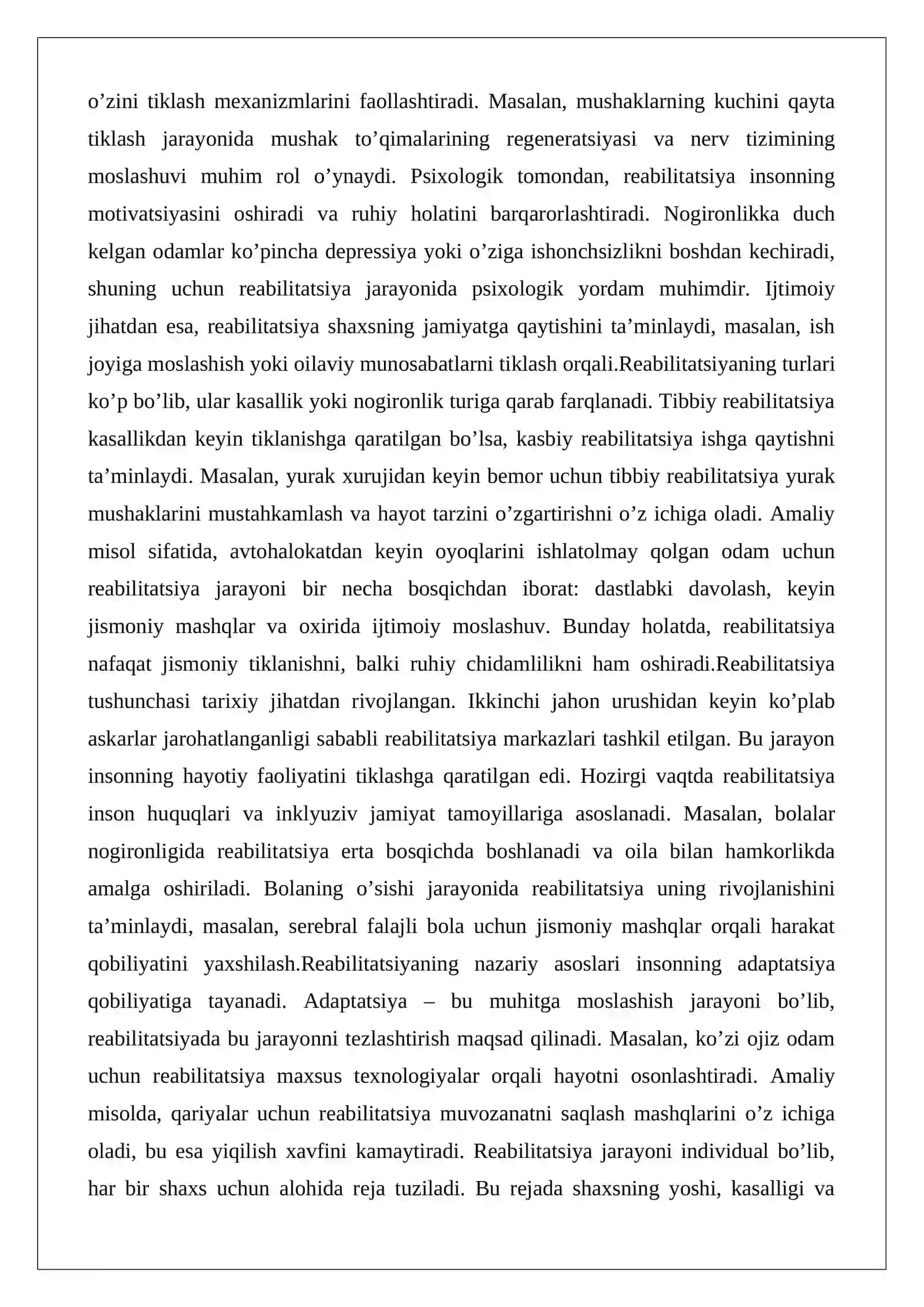Reabilitatsiya turlarining tasnifi 4