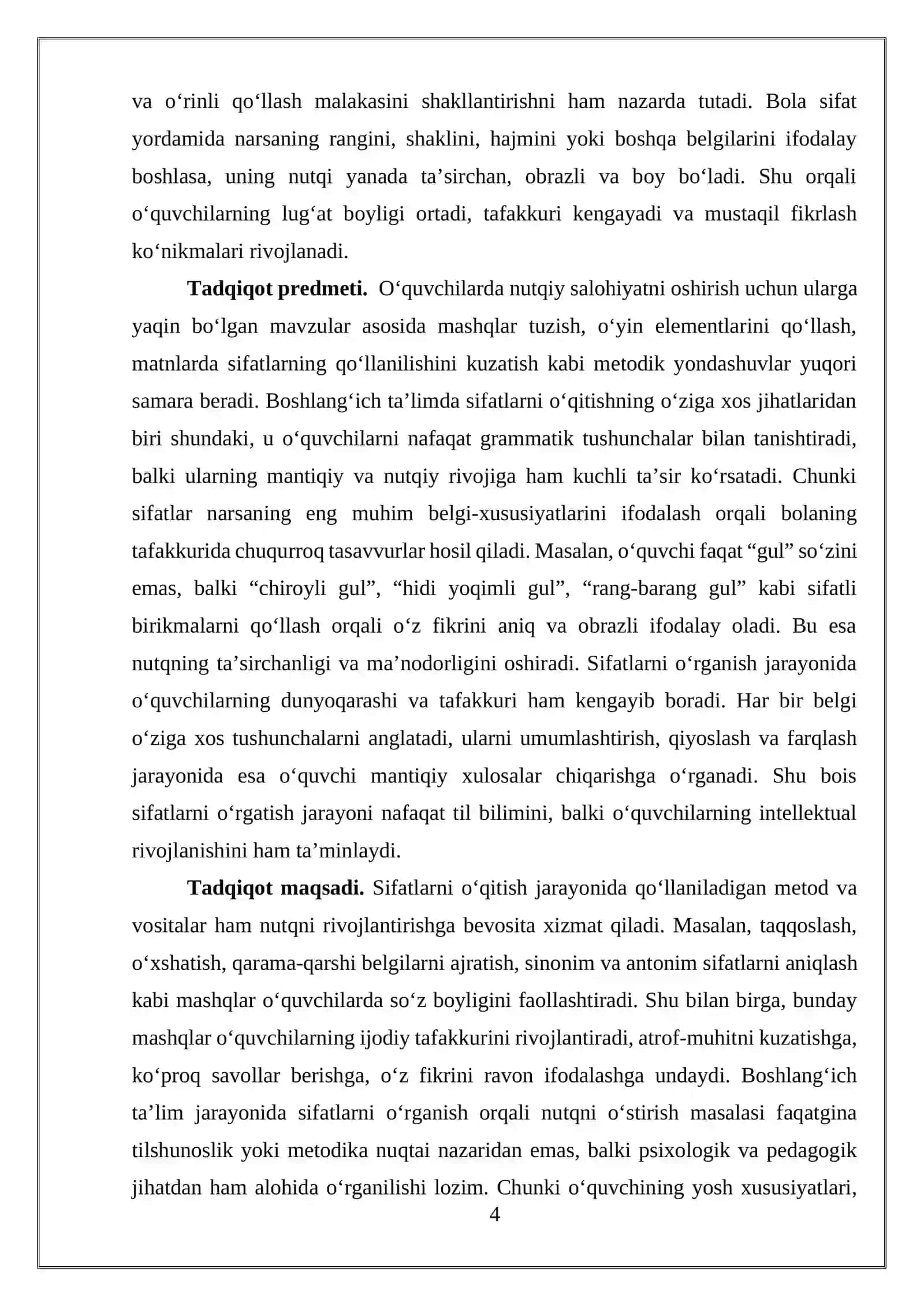 Boshlang’ich sinflarda sifat so’z turkumini o’rganish 4
