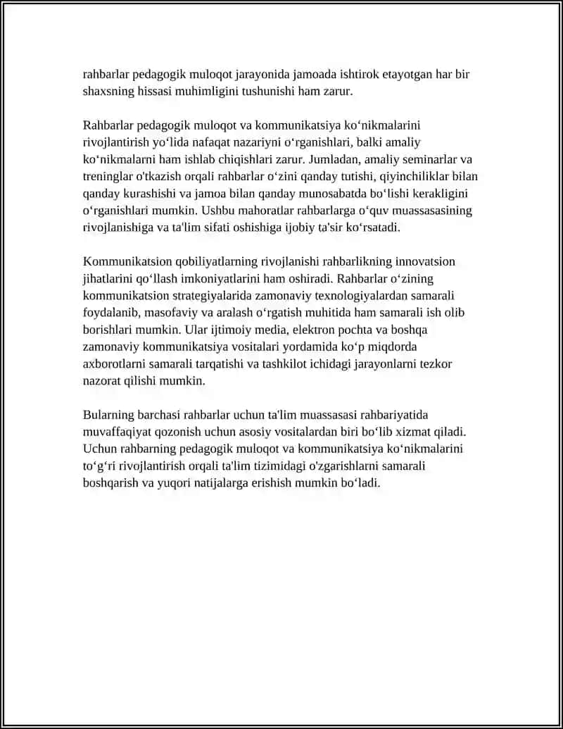 Rahbarlikda pedagogik muloqot va kommunikatsiya ko‘nikmalari 4