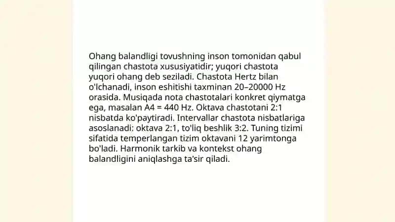 Tovush. Musiqiy tizim 4