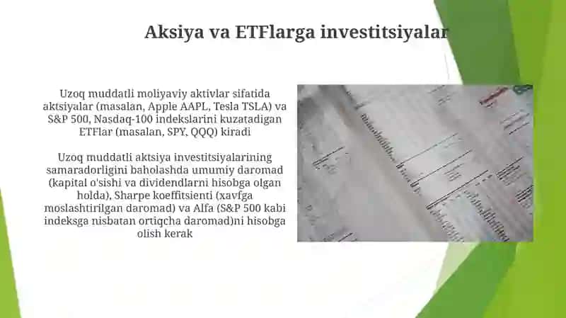 Uzoq muddatli moliyaviy investitsiyalarni turkumlash va baholash 4