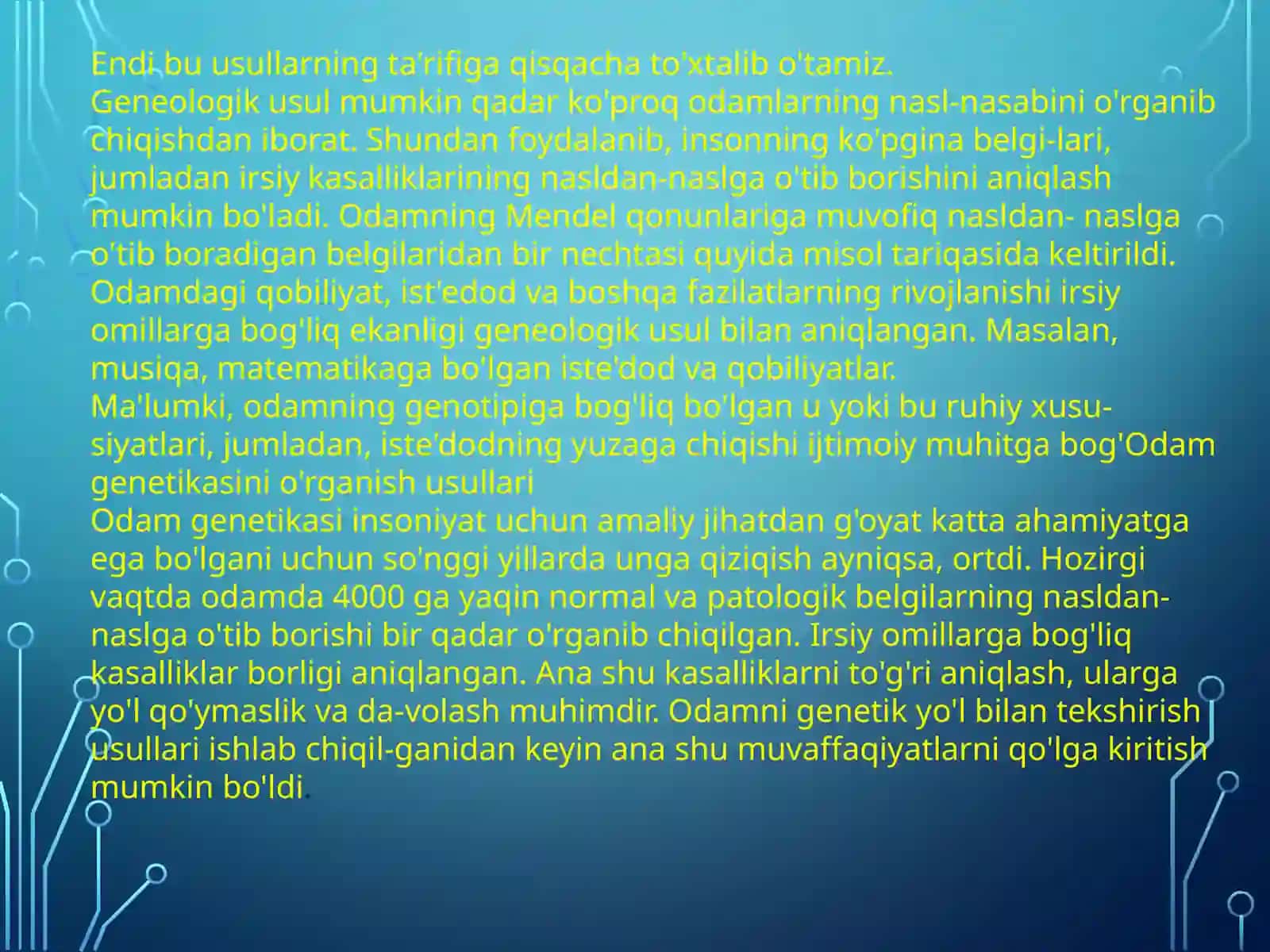 Odam genetikasi tekshirish usullari 4