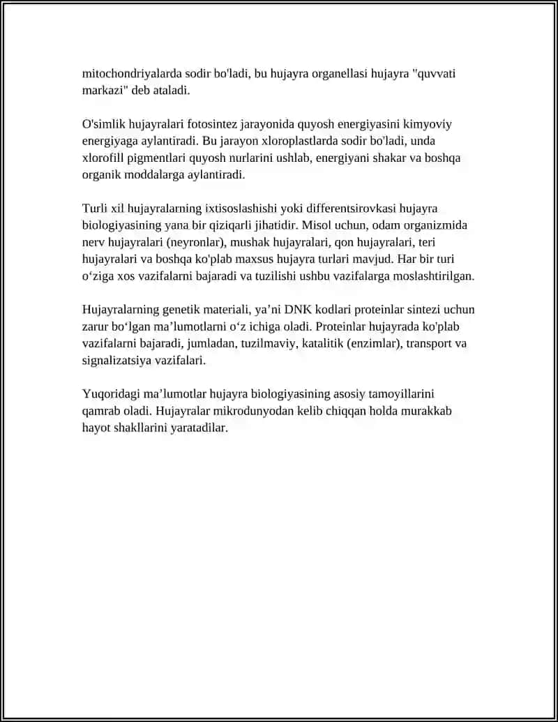 Hujayra biologiyasi 4