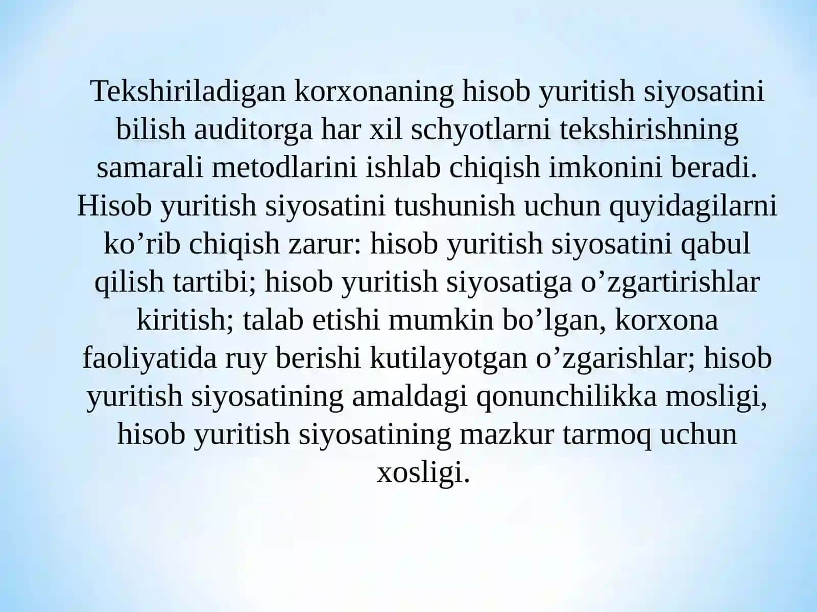 Tekshiriladigan korxona (mijoz) faoliyatini o’rganish 4