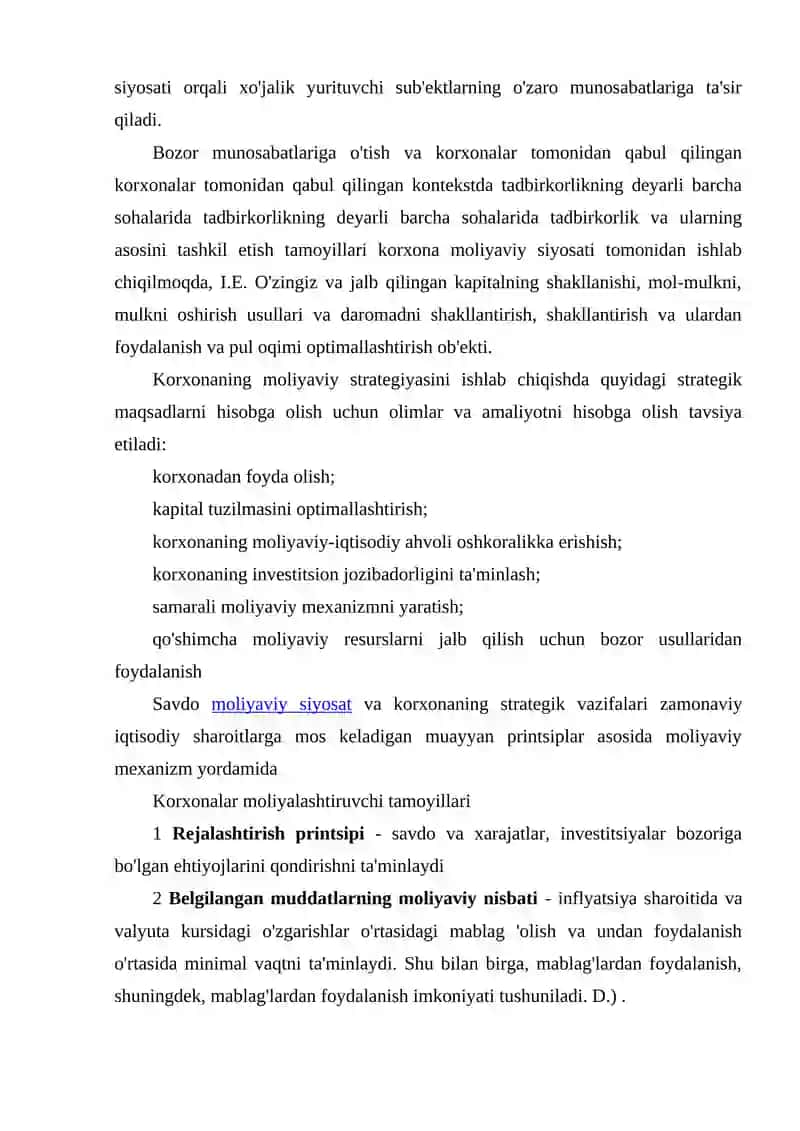 KORXONALAR MOLIYAVIY VA ULARNI TASHKIL QILISH 4