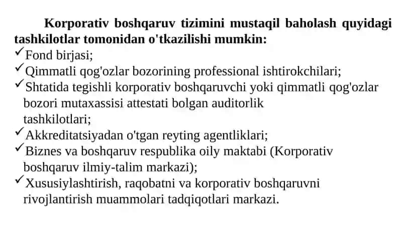 Korporativ boshqaruv tizimini baholash 4