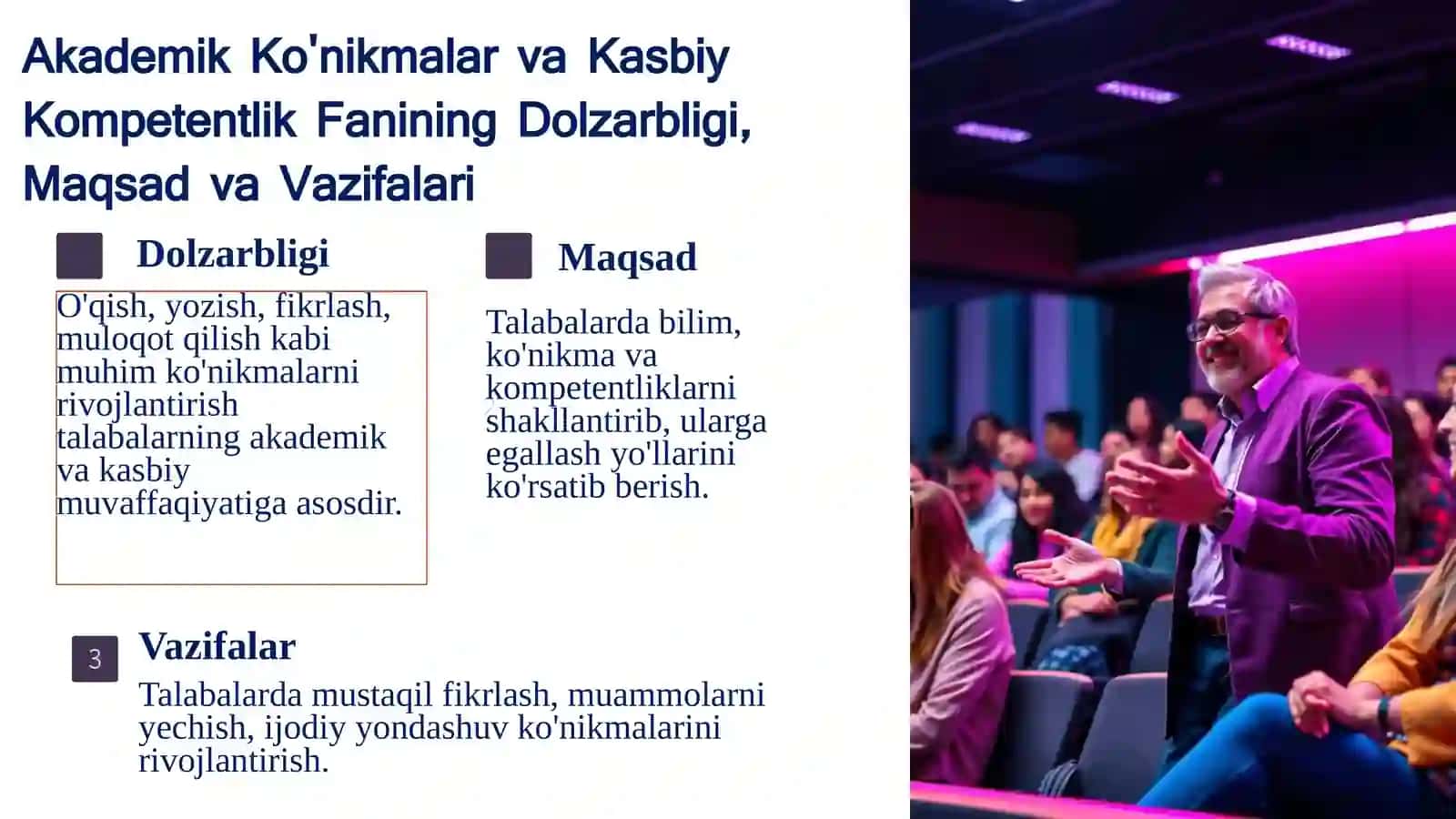 Akademik ko'nikmalar va Kasbiy Kompetentlik faniga kirish 4